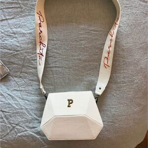 White Crossbody Bag with Geometric Design